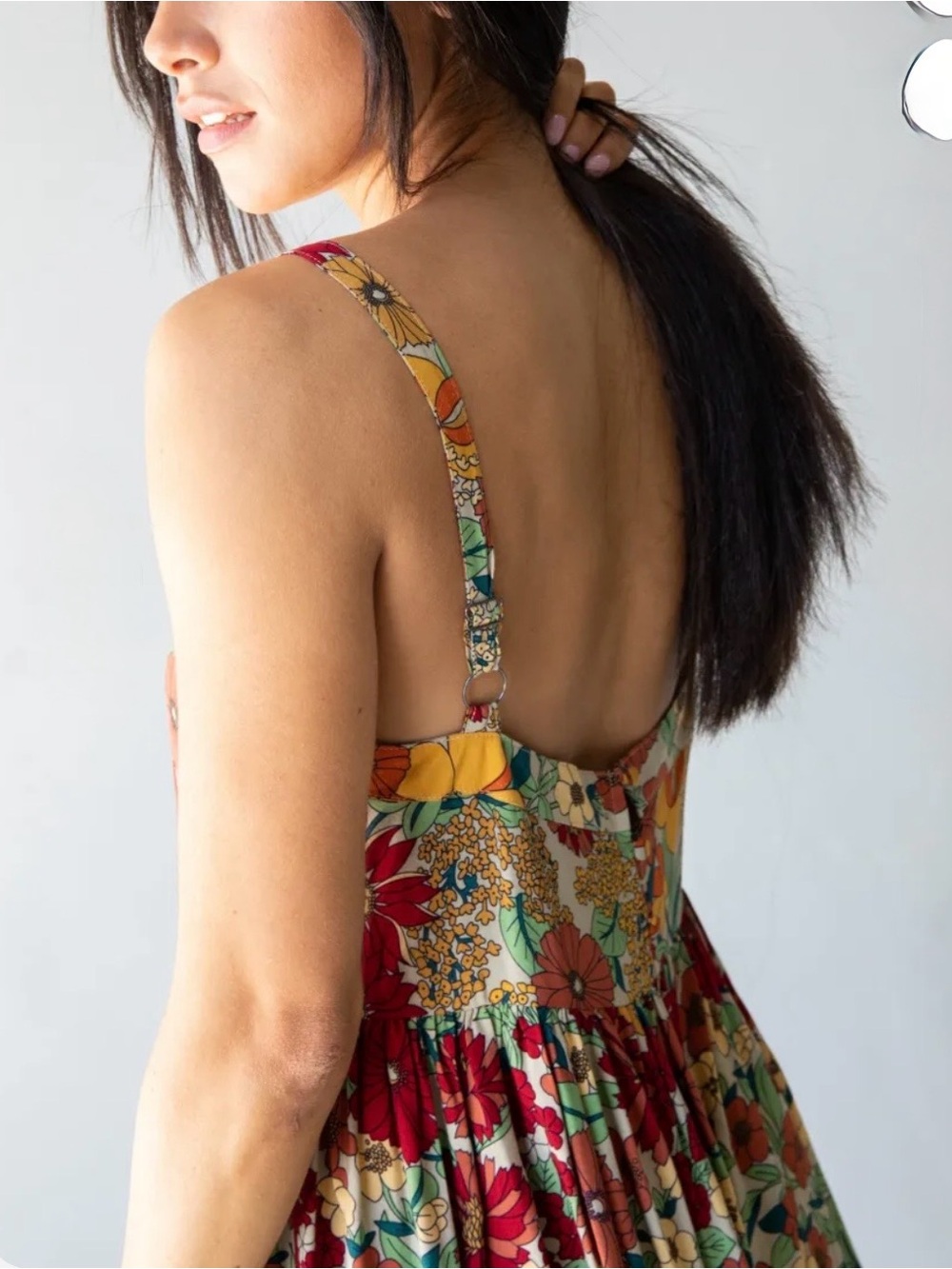 Natural Life Patti Dress Gold Vintage Floral Rayon Babydoll Boho Sundress Size S - Picture 2 of 13